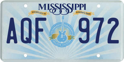 MS license plate AQF972