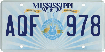 MS license plate AQF978