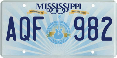 MS license plate AQF982
