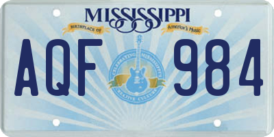 MS license plate AQF984