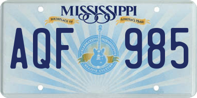 MS license plate AQF985