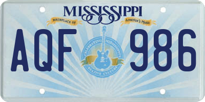 MS license plate AQF986