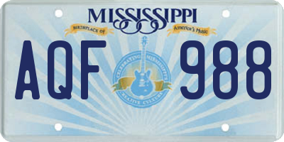 MS license plate AQF988