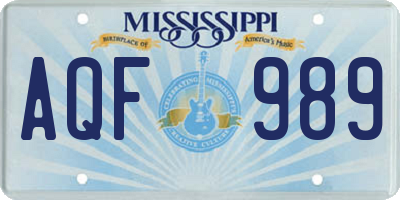 MS license plate AQF989