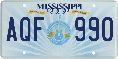 MS license plate AQF990