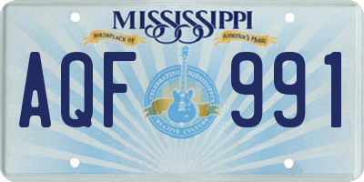 MS license plate AQF991