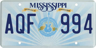 MS license plate AQF994