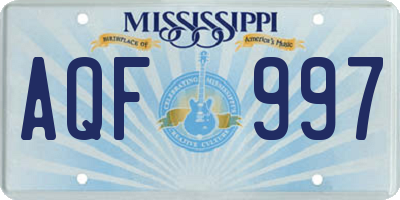 MS license plate AQF997