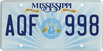 MS license plate AQF998