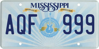 MS license plate AQF999