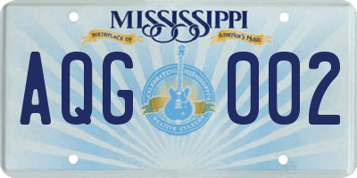 MS license plate AQG002