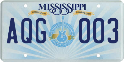 MS license plate AQG003