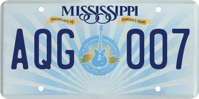MS license plate AQG007