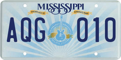 MS license plate AQG010