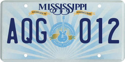 MS license plate AQG012