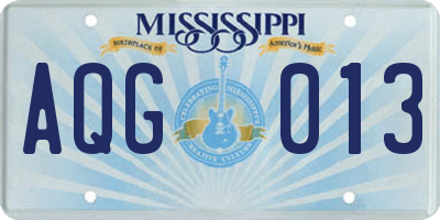 MS license plate AQG013