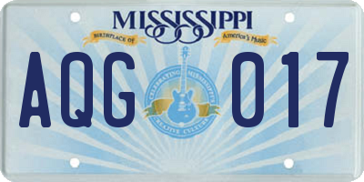 MS license plate AQG017
