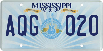 MS license plate AQG020