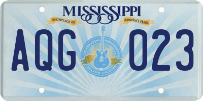 MS license plate AQG023