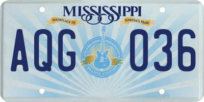 MS license plate AQG036