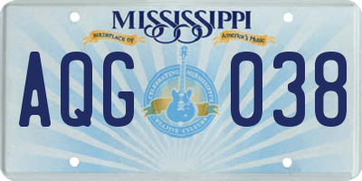 MS license plate AQG038