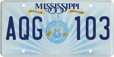 MS license plate AQG103