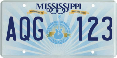 MS license plate AQG123