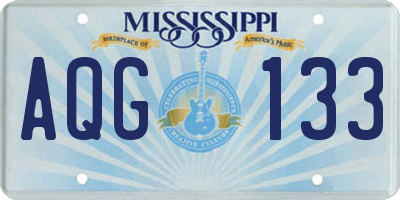 MS license plate AQG133