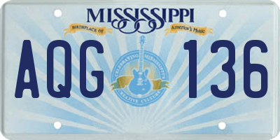 MS license plate AQG136