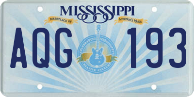 MS license plate AQG193