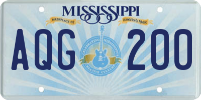 MS license plate AQG200