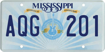 MS license plate AQG201