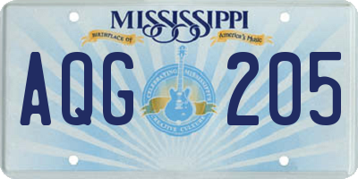 MS license plate AQG205