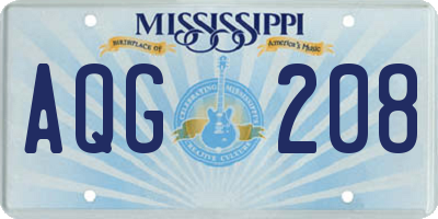 MS license plate AQG208