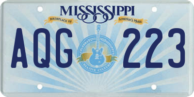 MS license plate AQG223