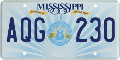 MS license plate AQG230
