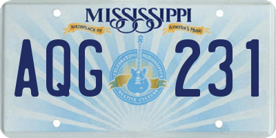 MS license plate AQG231