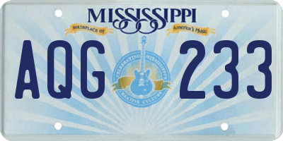 MS license plate AQG233