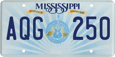 MS license plate AQG250