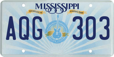 MS license plate AQG303