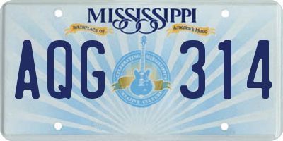 MS license plate AQG314