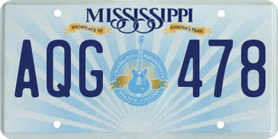 MS license plate AQG478