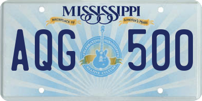 MS license plate AQG500