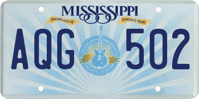 MS license plate AQG502
