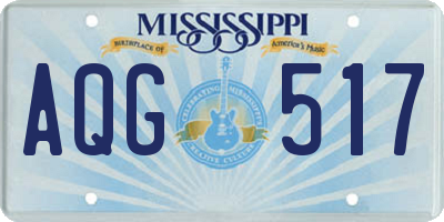 MS license plate AQG517