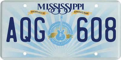 MS license plate AQG608