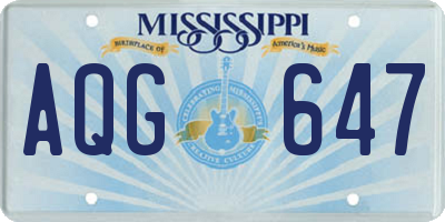 MS license plate AQG647