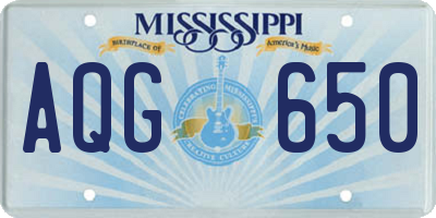 MS license plate AQG650