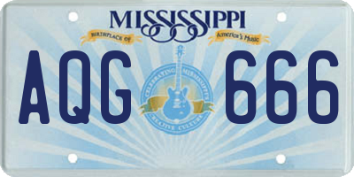 MS license plate AQG666