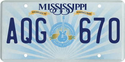 MS license plate AQG670